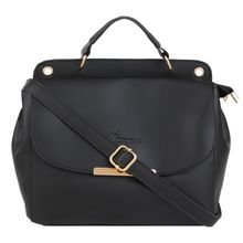 Vivinkaa leatherette flap compartment black sling bag
