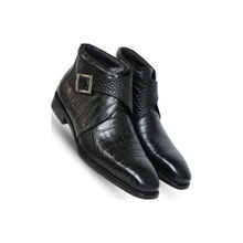 Vantier Davidoff Croco Black Buckle Boots