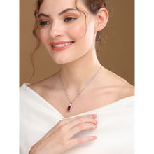 Prita Red Solitaire Long Link Silver-Plated Necklace