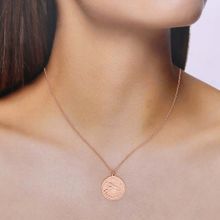 Kai Jewel Sterling Silver Rose Gold Minimalistic Scorpio Zodiac Engraved Disc Chain Necklace