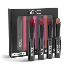 RENEE Very Matte Lipstick Combo- Essentials, Pack Of 4, Full Coverage, Long Lasting, Weightless