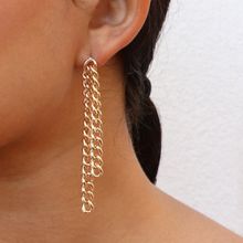 Ayesha Chunky Bold Chain-Link Gold-Toned Tassel Dangler Earrings