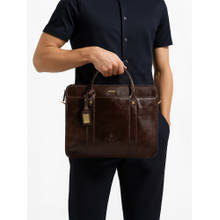 Hidesign Andover 02 Genuine Leather Mens Brown Messenger Bag with Detachable Straps