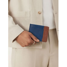 Hidesign Andover W2 Genuine Leather Mens Blue Tri Fold Wallet