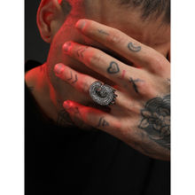 French Accent Mens Bling G Alphabet Ring - Silver