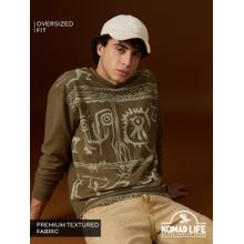 The Souled Store Nomad: Stone Carvings Men Oversized Full Sleeve T-Shirts