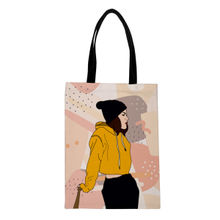 Crazy Corner Girl Side Pose Printed Tote Bag for Women & Girls (16x14 Inches)