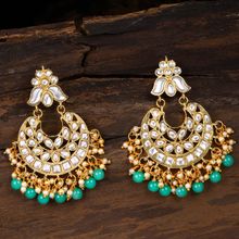 Zaveri Pearls Green Beads & Kundan Traditional Dangle Earring - ZPFK8657