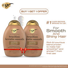 OGX Ever Straightening Brazilian Keratin Shampoo, Sulphate-Free, Paraben-Free BOGO
