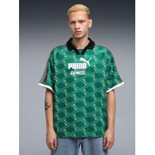 Puma King Men's Relaxed V-Neck Football Polo T-Shirt - Green