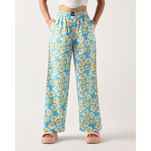 Bewakoof Womens Blue All Over Printed Wide Leg Pyjamas