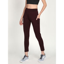 CHKOKKO Women Burgundy Stretchable Gym Leggings