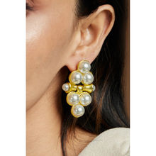 AMOSSH 18K Gold Plated Pearl Pair Of Dora Earrings
