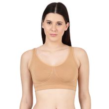 BLOSSOM Beige Solid Non-Padded Seamless Full Coverage Bra