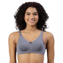 BLOSSOM Grey Solid Non-Padded Seamless Medium Coverage Bra