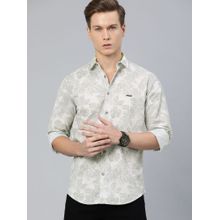 The Indian Garage Co Men Slim Fit Tropical Full Sleeves Cutaway Collar Casual Shirt - Grey