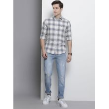 The Indian Garage Co Men Slim Fit Checkered Full Sleeves Spread Collar Casual Shirt - Cream