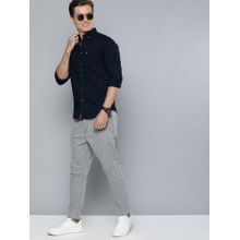 The Indian Garage Co Men Slim Fit Solid Full Sleeves Cutaway Collar Casual Shirt - Navy Blue