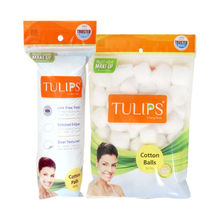 Tulips Cotton Pads & White Cotton Balls Combo