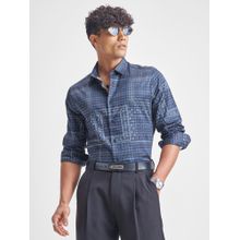 HIGHLANDER Men Navy Blue Premium Satin Printed Slim Fit Shirt