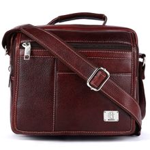 HiLEDER Pure Leather Messenger Unisex 10 inch Sling Cross Body Travel Office Handbag Brown