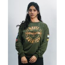 A47 Indian Naval Aviation : Wings of Gold Olive Green Oversized Sweatshirt