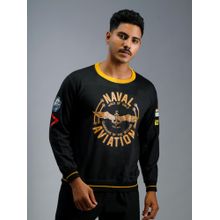 A47 Indian Naval Aviation : Wings of Gold Black Oversized Sweatshirt