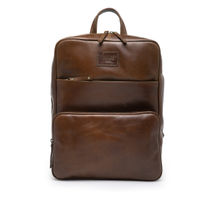 Teakwood Unisex Tan Brown Solid Medium Leather Backpack