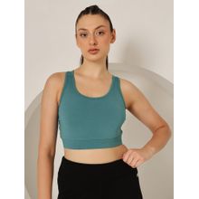 Clovia Medium Impact Padded Sports Bra In Stone With Racerback