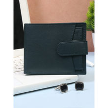 Teakwood Men Anti- Blue Solid Two Fold Leather Wallet