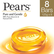 Pears Pure & Gentle Soap Bar Paraben-Free Body Soaps for Soft Skin - Pack of 8