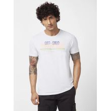 Spykar Men Ash Grey Melange Slim Fit Half Sleeve Round Neck Printed T-shirt