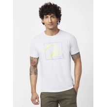 Spykar Men Ash Melange Blended Slim Fit Half Sleeve Round Neck Printed T-shirt
