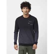 Spykar Men Navy Blue Slim Fit Full Sleeve Round Neck Ombre Sweatshirt
