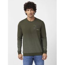 Spykar Men Rifle Olive Slim Fit Full Sleeve Round Neck Ombre Sweatshirt
