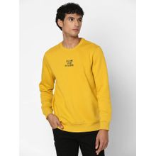 Spykar Men Sulphur Yellow Slim Fit Full Sleeve Round Neck Plain Sweatshirt