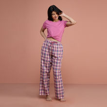 Nykd by Nykaa Cotton Plaid Pajama - Nys141 - Red Violet Plaid