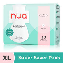 Nua Complete Comfort Pads Zero Irritation Promise Essentials Pack Super Saver 4x Comfort 100% Toxic-free Medium FLow