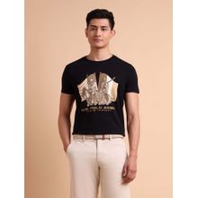 U.S. Polo Assn. Denim Co. Black Men's Pure Cotton Brand Printed T-Shirt