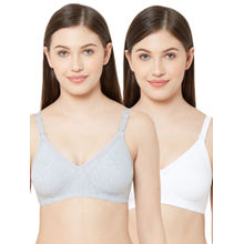 Juliet Womens Non Padded Non Wired Feeding Bra Combo Mold Feed White Grey