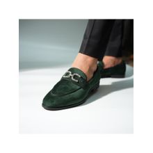 Monkstory Velvet Crystal Bit Loafers - Royal Green
