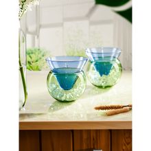 Trovea's Beautiful Ice Chiller with Top Blue and Bottom Green Cocktail Glass Set of 2 190 Ml