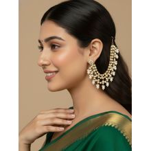 Peora Gold Plated White Kundan Studded Earrings Chain for Women