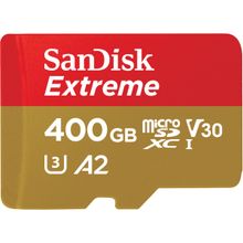 SanDisk Extreme uSD,160MB/s R, 90MB/s W, U3,V30,A2, 400GB,Memory Card for 4K on Smartphone, Action Cams, Drones