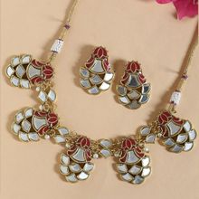 Voylla Thikri Gold Plated Mirrored Choker Necklace Set