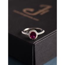 Hiara Jewels 929 Sterling silver Rosemary Red Oval Halo Ring