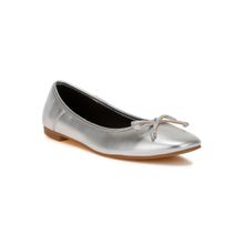 Rag & Co Women Bow Silver Slip On Ballerina