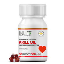 INLIFE Krill Oil 500mg Omega 3 Essential Fatty Acid With EPA DHA, 30 Capsules