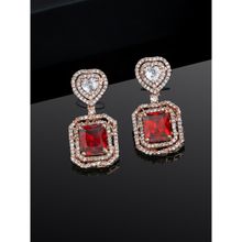 Estele Rose Gold Plated CZ Glam Glow Heart Designer Earrings for Women