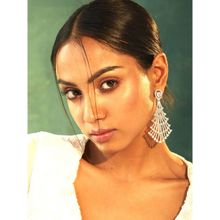 Estele Rhodium Plated CZ Sparkling Earrings for Women